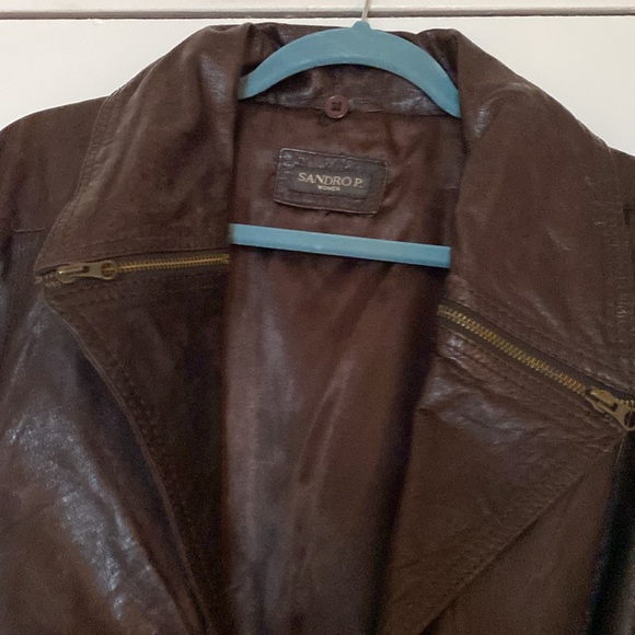 Price drop. Sandro P.  leather jacket from Paris and leather envelope purse - Picture 4 of 13